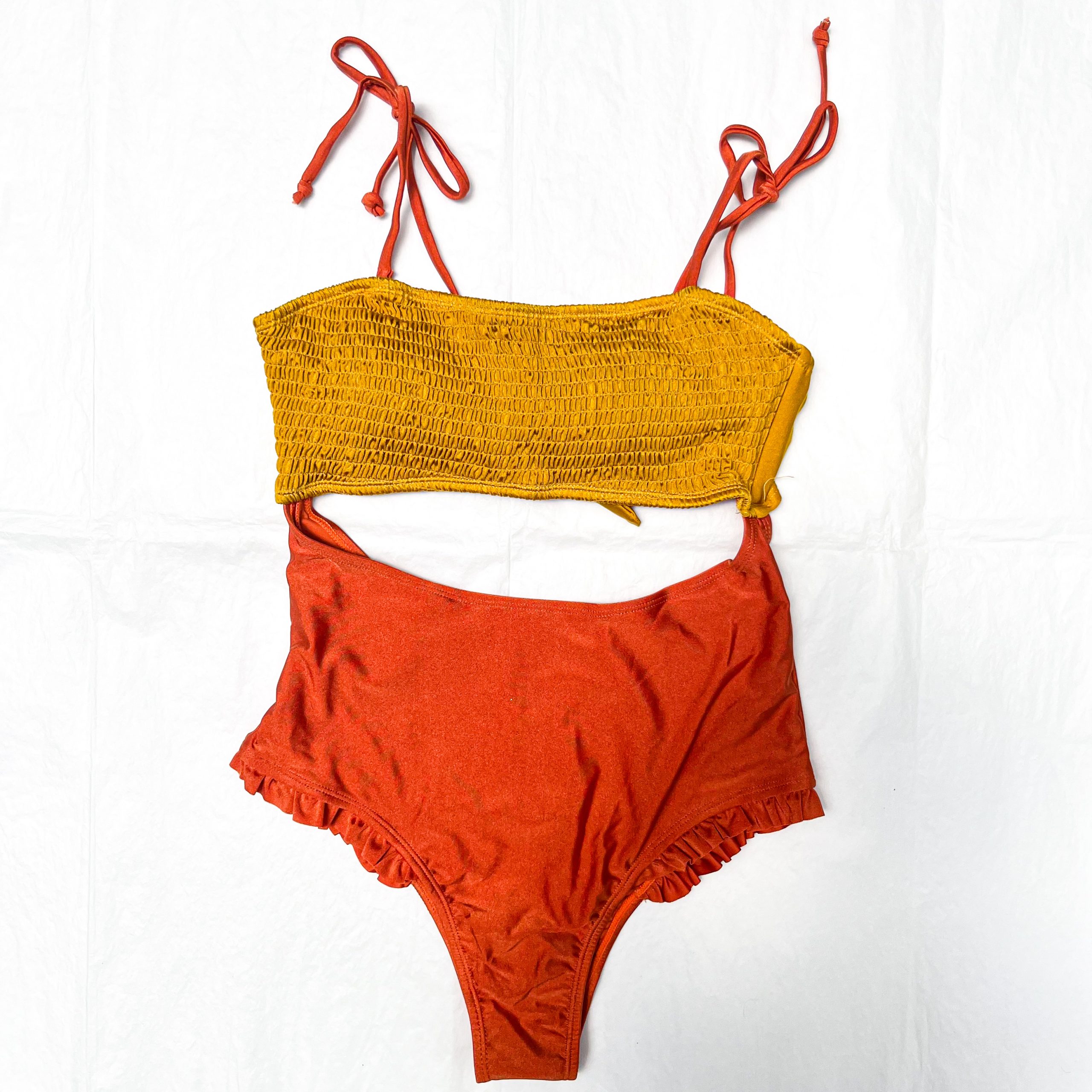 🍊Traje de Baño Sunset Glow": Textura y Color